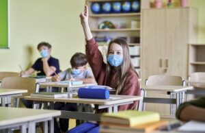 students wearing masks in class