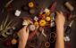 diy rustic autumn table decoration. floral interior decor for fall holidays