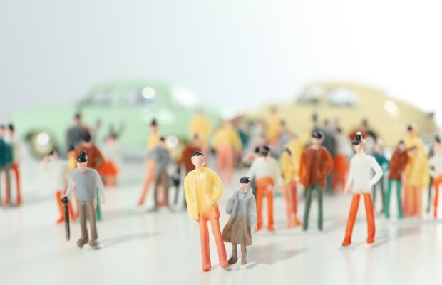 concept of population with toy people, selective focus