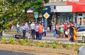 Accident în zona Intim din Reșița. Motociclist proiectat pe linia de tramvai