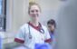 portrait of smiling nurse on hospital ward
