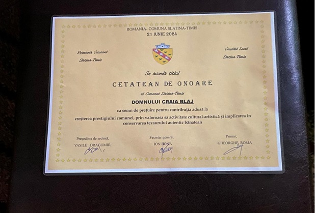 diploma cetatean de onoare al comunei