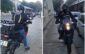 politist cu motocicleta pe trotuar timisoara